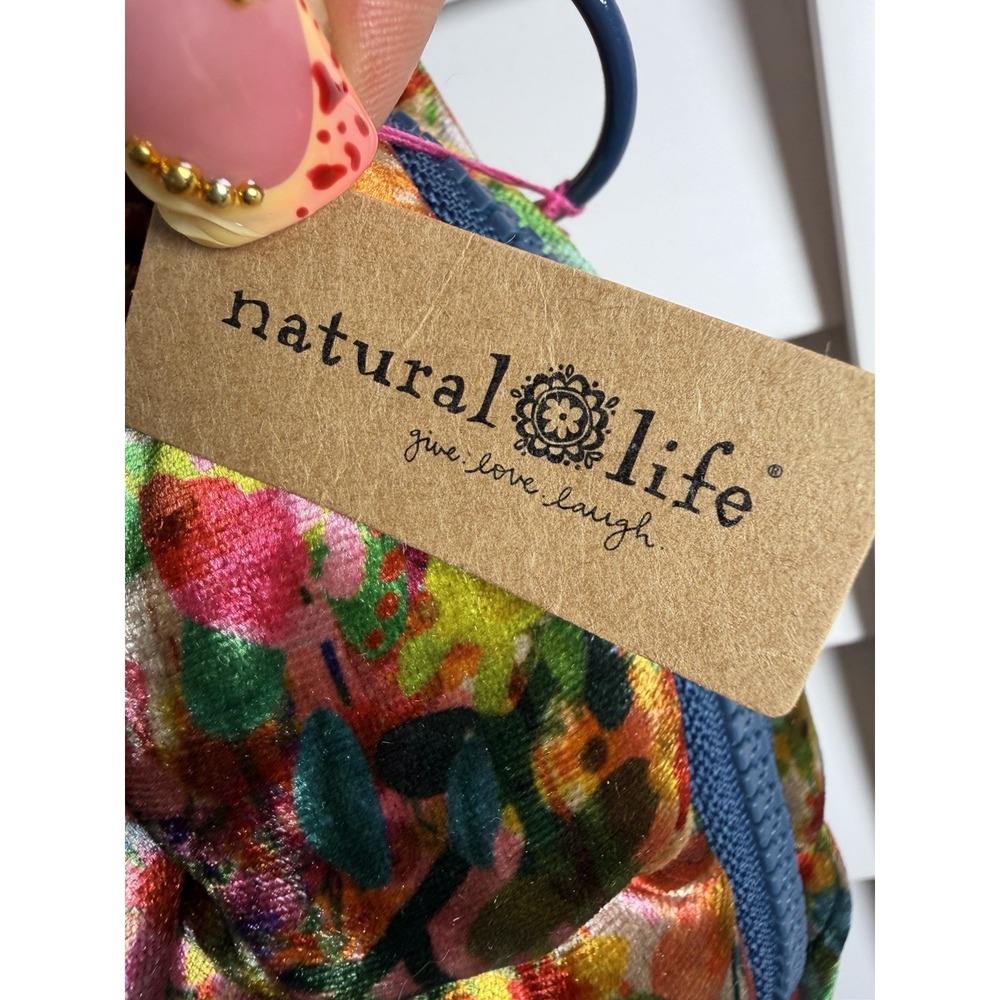 Natural Life Velvet Fit-It-All Large Floral Quilted Puffy Bag Boho Hippie NWT - Picture 6 of 10